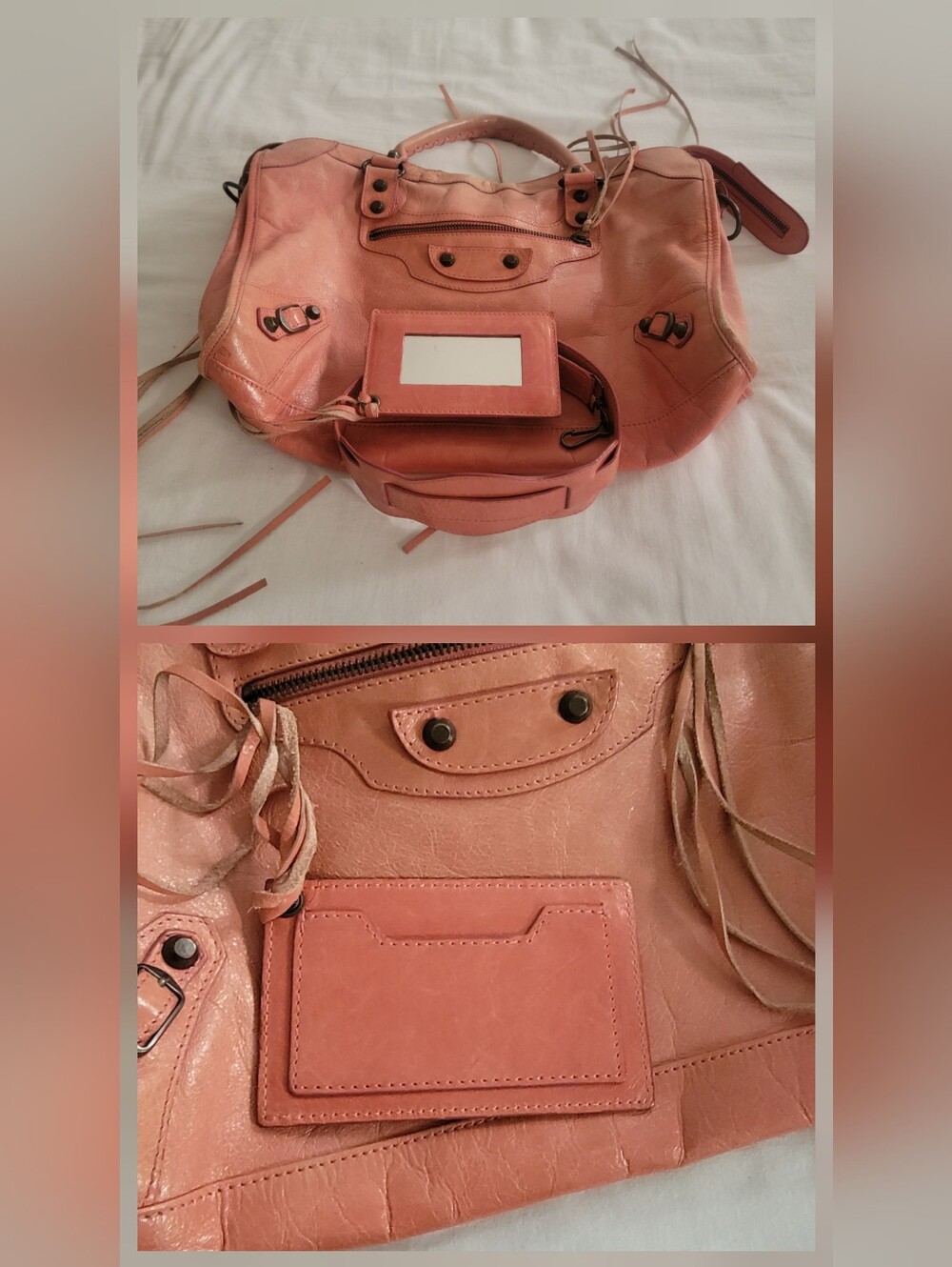 BESSO Leather Satchel Handbag With Fringe Accents - Picture 9 of 10